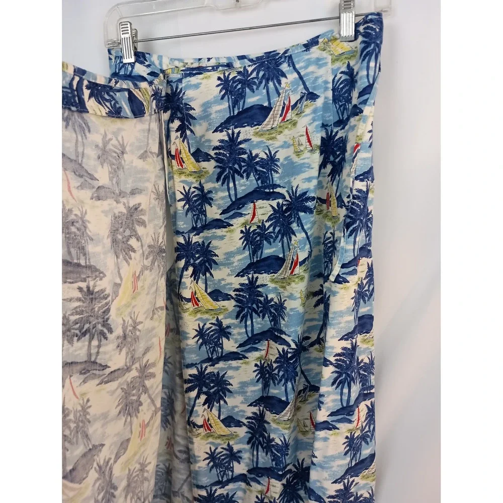 vintage boho vacation travel Hawaiian Boat wrap‎ tie maxi 10P artsy beach skirt